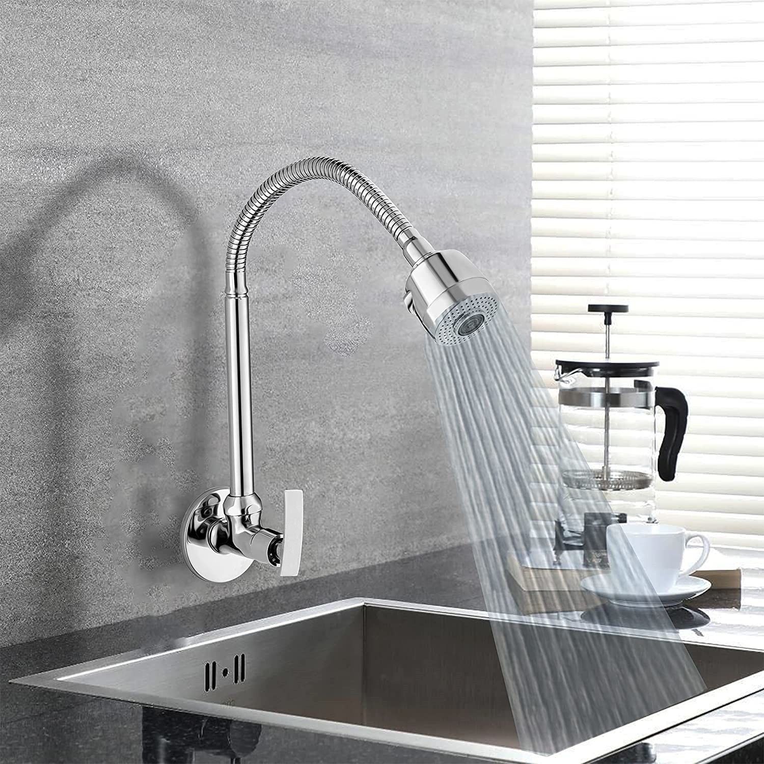 (Brass) Max Kitchen Spout Flexible Sink with Spout Rain Spray and Flange Spout PASSION SINK COCK Pillar Tap Faucet-image-25
