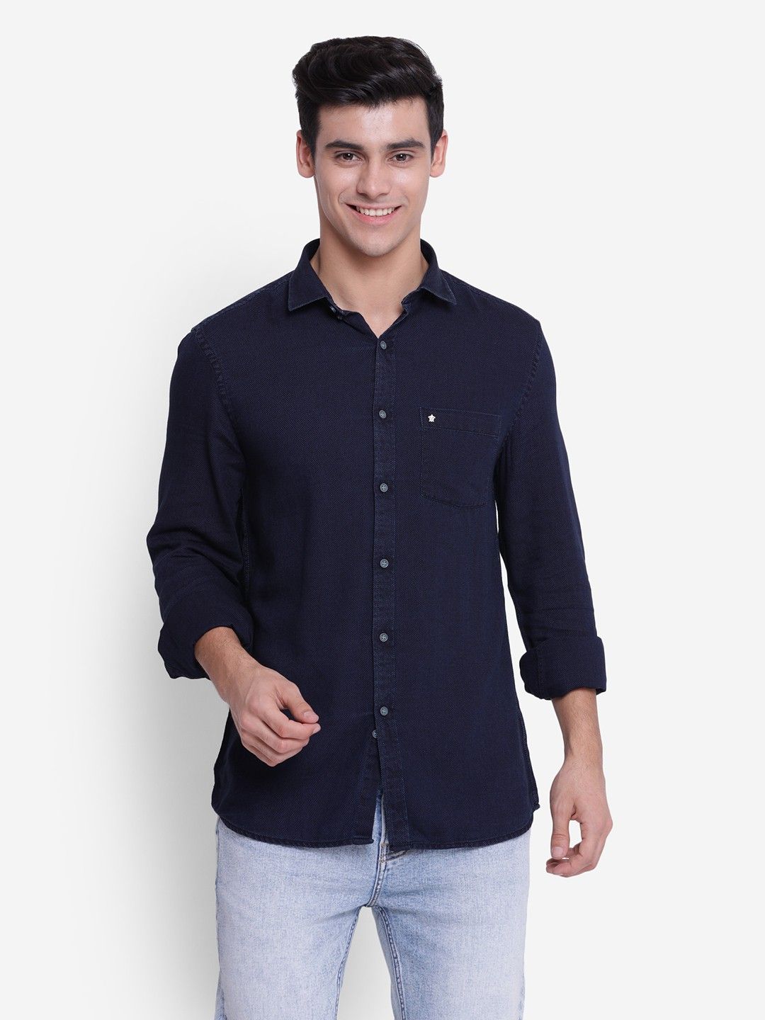 Men Slim Fit Self Design Casual Shirt-image-6