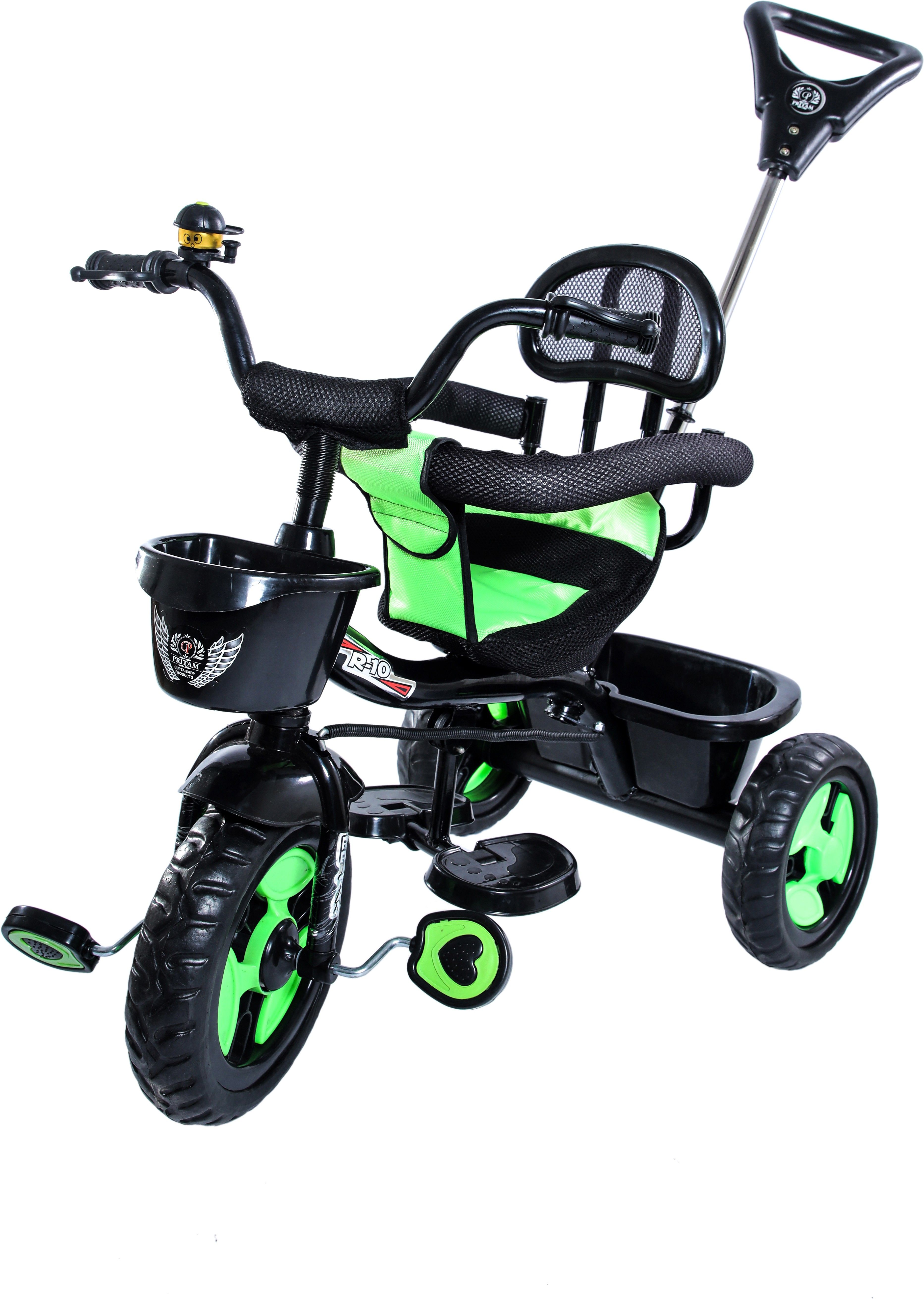 Tricycle for Kids Green Colour with Parent Handel with Back and Front Basket Tricycle for Baby boy or Baby Girl Kids trikes or Toddler Tricycle for 1,2,3,4,5 Years Kids Tricycle-image-46