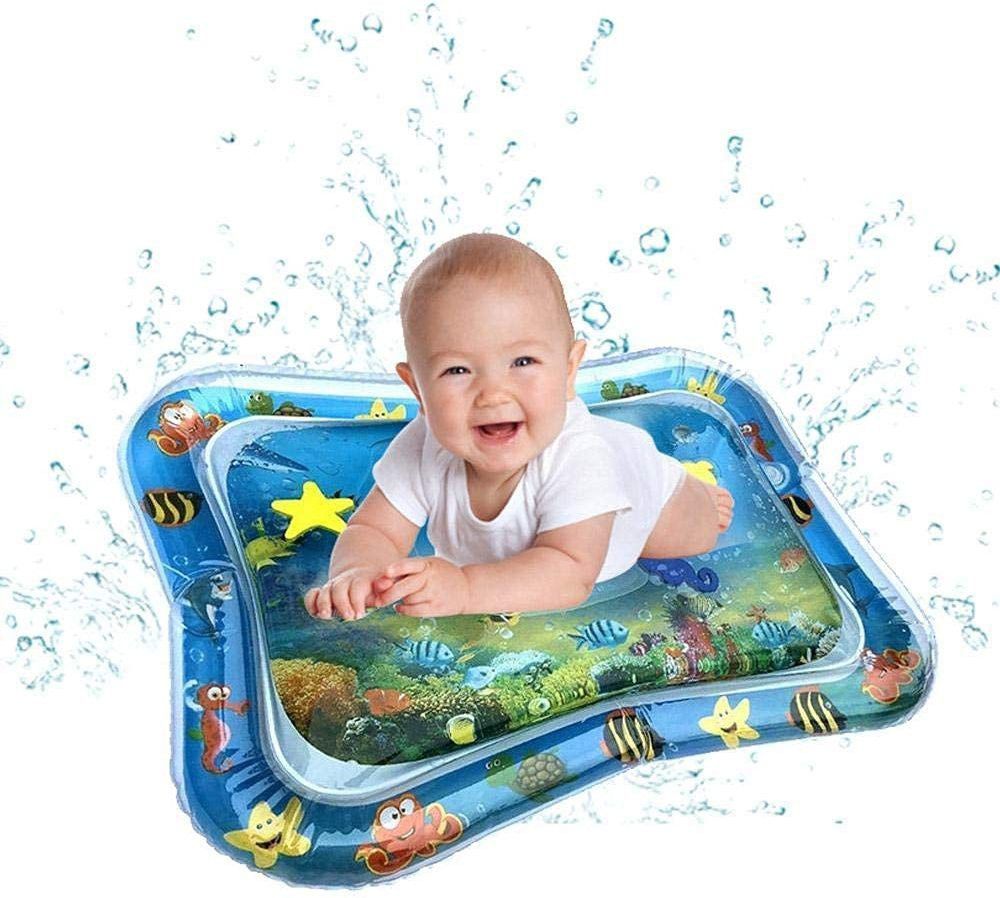 Inflatable Tummy Time Leakproof, Fun Activity Indoor and Outdoor Water Play Mat for Baby (Blue) Inflatable Bed-image-18