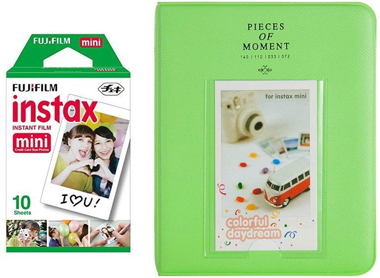 FUJIFILM Instax Mini 10x1 Sheets Instant Film Lime Green Time Album 64 Sheets Film Roll
