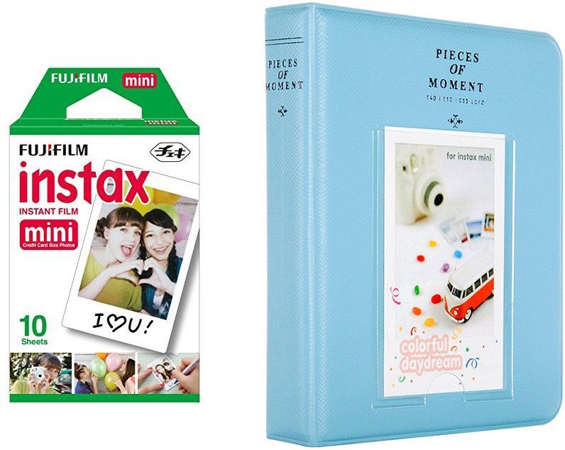 FUJIFILM Instax Mini 10x1 Sheets Instant Film Sky Blue Time Album 64 Sheets Film Roll
