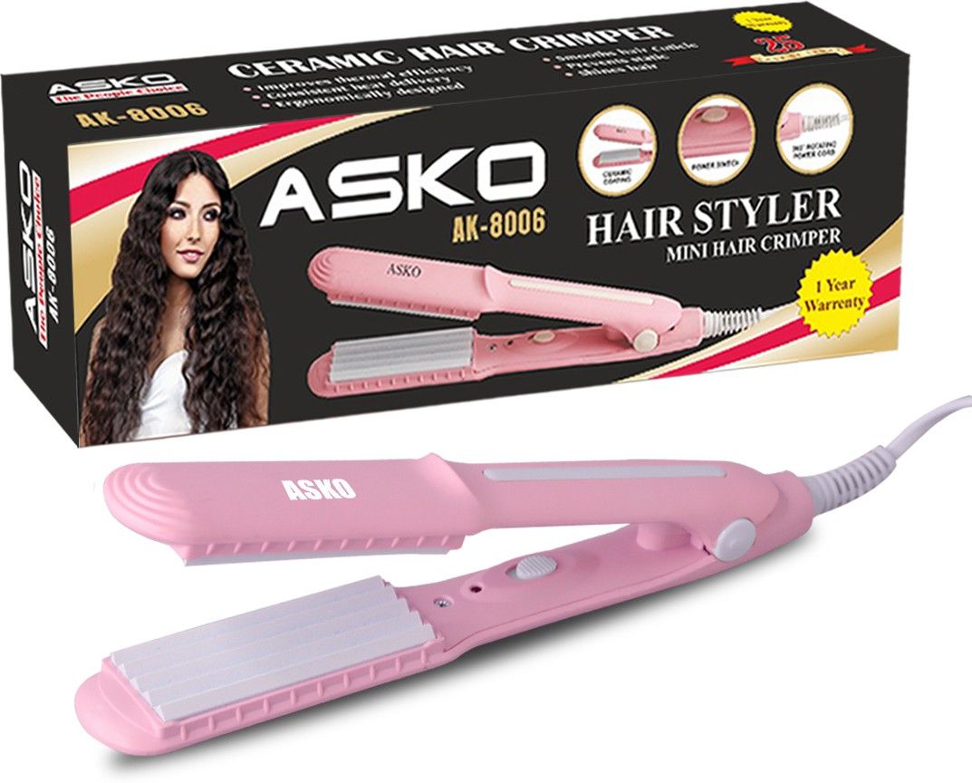 ASKO Professional Hair Crimper Beveled edge for Crimping, Styling and volumizing with Ceramic Technology for gentle and frizz-free Crimping Electric Hair Styler - Ak 8006 Hair Styler-image-17