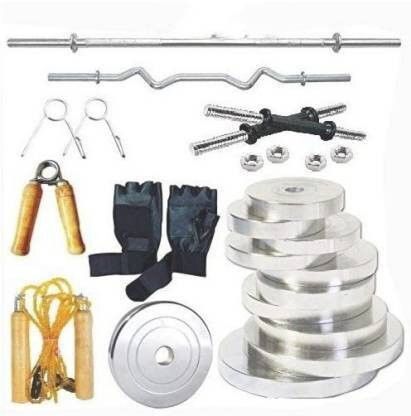 dinetic 32 kg Steel Plates home gym combo Total Weight 32 kg 5 Ft Straight and Curl Rods Home Gym Combo-picture-32