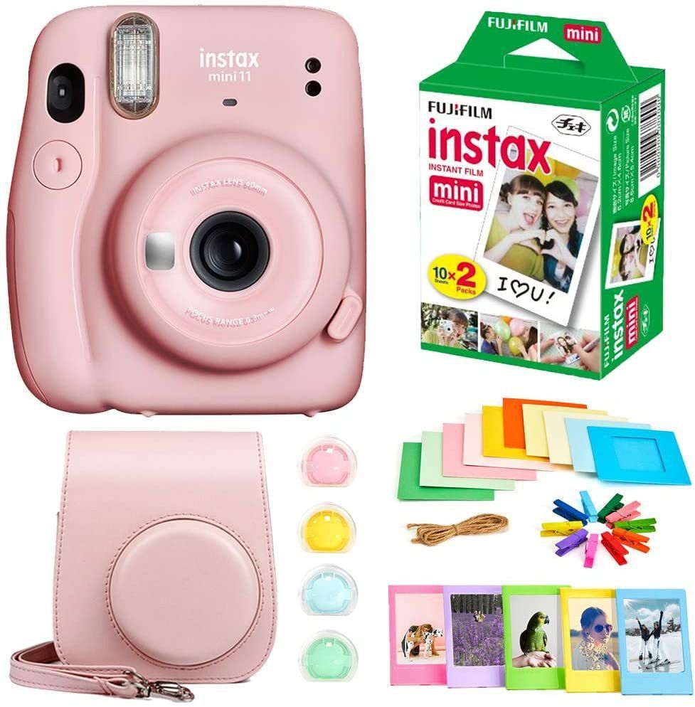 FUJIFILM instax mini 11 Instax Mini 11 Pink with 10x2 Film + Hanging Frames + Plastic Frames + Case + Close Up Filters Instant Camera-picture-25