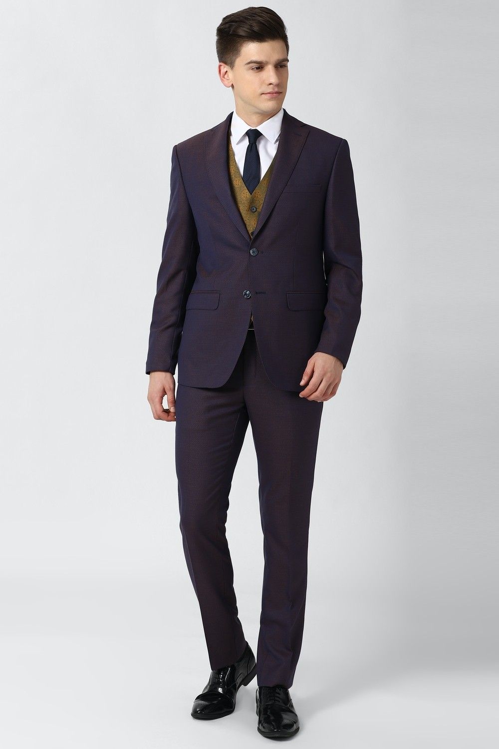 Men Single Breasted Solid Suit-image-27