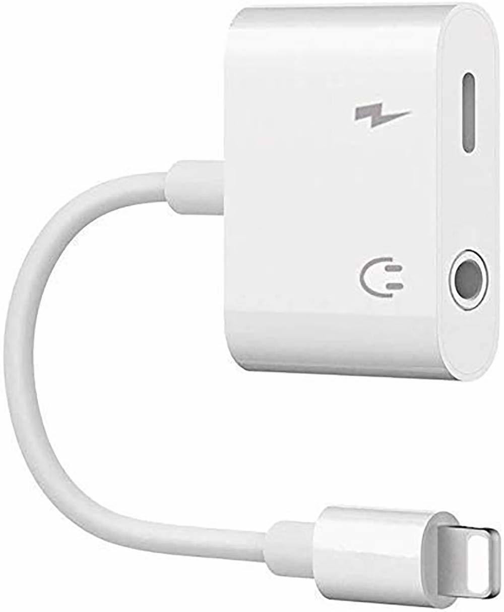 IMMUTABLE White 2 in 1 8 Pin to 3.5mm Audio + 8 Pin Charging Interface, Earphone Adapter, Suitable for All IOS Systems Phone Converter image 1