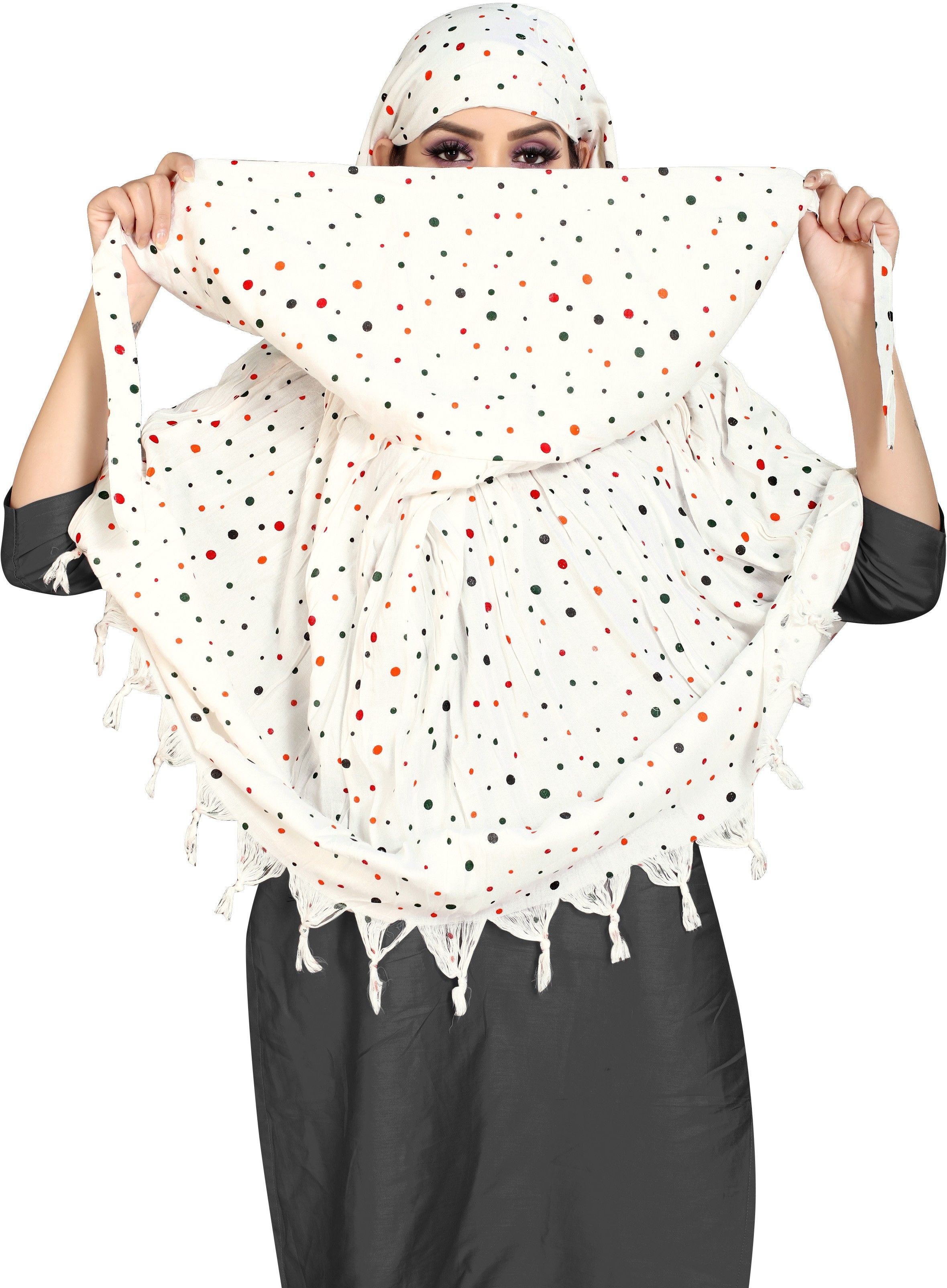 zarkle Printed Pure Cotton Women White Fancy Scarf, Stole, Scarf-picture-28