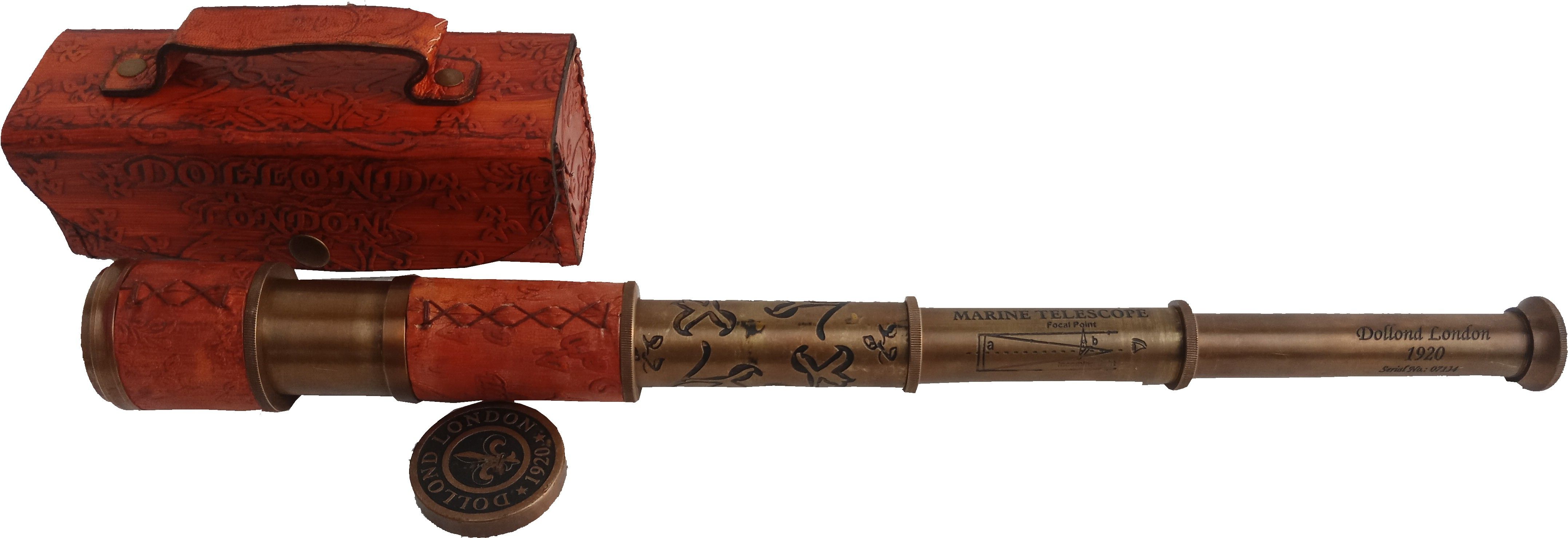 Simrah Brass Leather Wrapped Telescope with Brown Leather Cover Reflecting Telescope-picture-27
