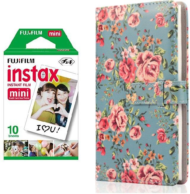 FUJIFILM Instax Mini 10x1 Sheets Instant Film with Blue Roses Album 96 Sheets Film Roll