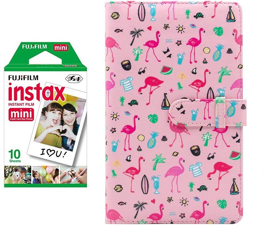 FUJIFILM Instax Mini 10x1 Sheets Instant Film with Watermelon Flamingo Album 96 Sheets Film Roll
