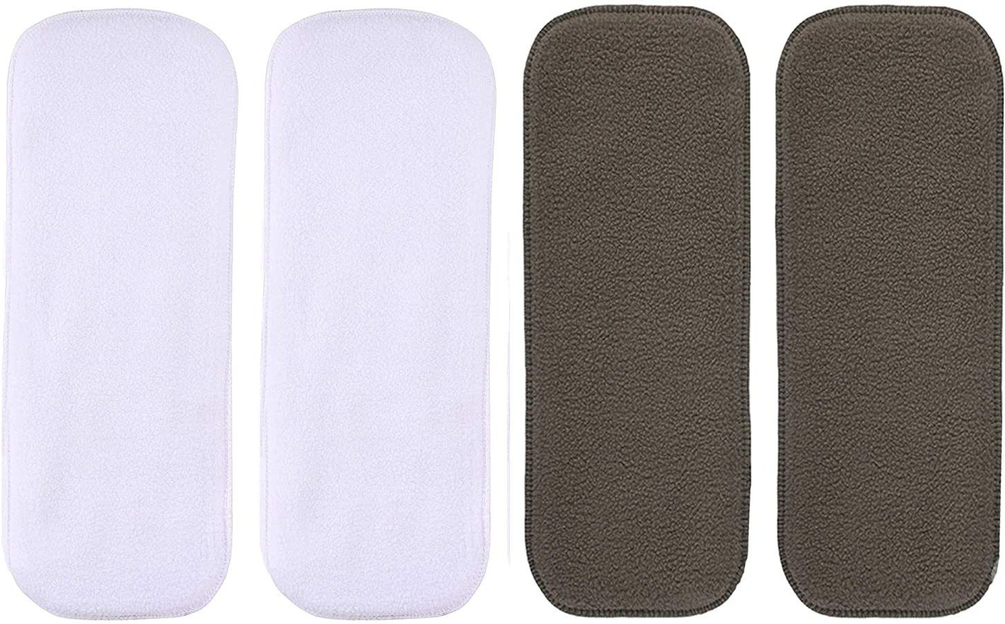 5 Layers Bamboo Charcoal Inserts Liners Natures Cloth Diaper Liner, Wetfree Reusable Washable Cotton Diaper Nappy Inserts for Baby Cloth Diapers(Set of 4.)(2 white and 2 grey)-image-34