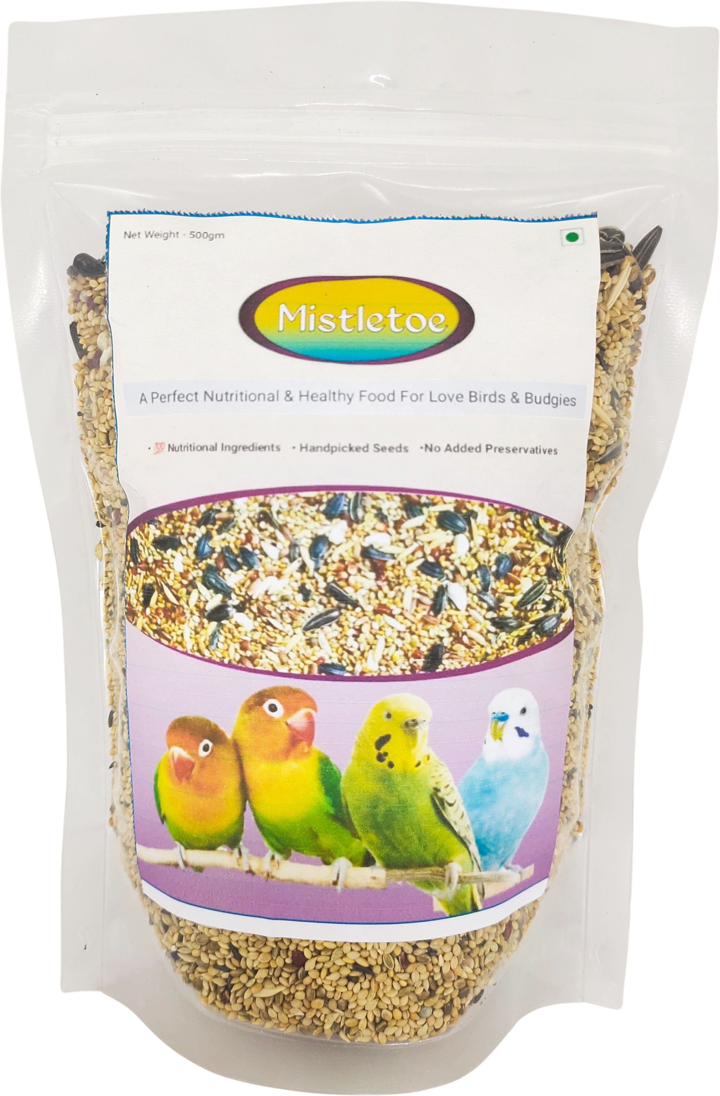 mistletoe Bird Food for Love Bird & Budgies Natural Mix Seeds 0.5 kg Dry Young, Adult Bird Food-picture-10