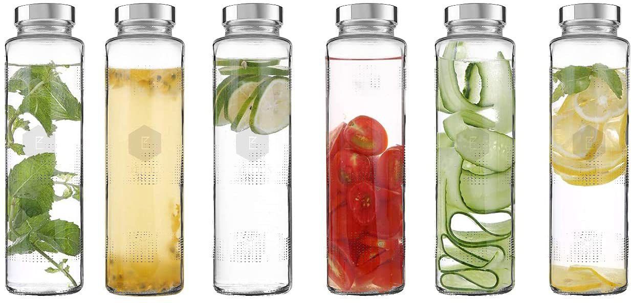 virya Clear Glass Water Bottles Wide Mouth Leak-Proof Airtight Stainless Steel Lid 750 ml Glass Bottle-picture-11