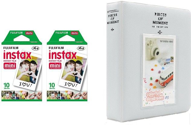 FUJIFILM Instax Mini 10x2 Sheets Instant Film with Pearly White time Album 64 Sheets Film Roll