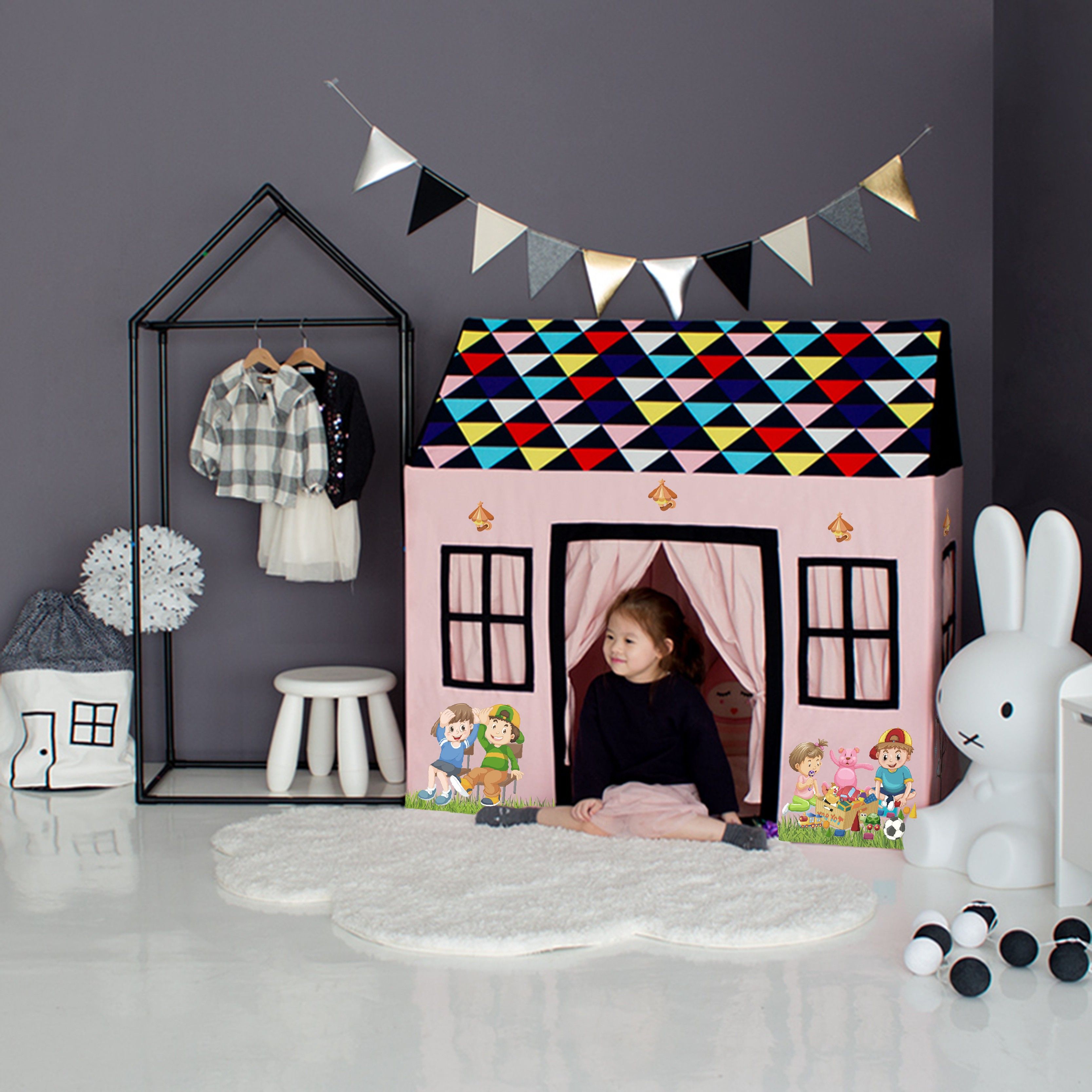 mangalam fab DOLL HOUSE WASHABLE TENT HOUSE (SIZE 10 YEAR OLD GIRL)VERY COMFORTABLE SEATING,SLEEPING AND PLAYING.(PINK)-picture-23