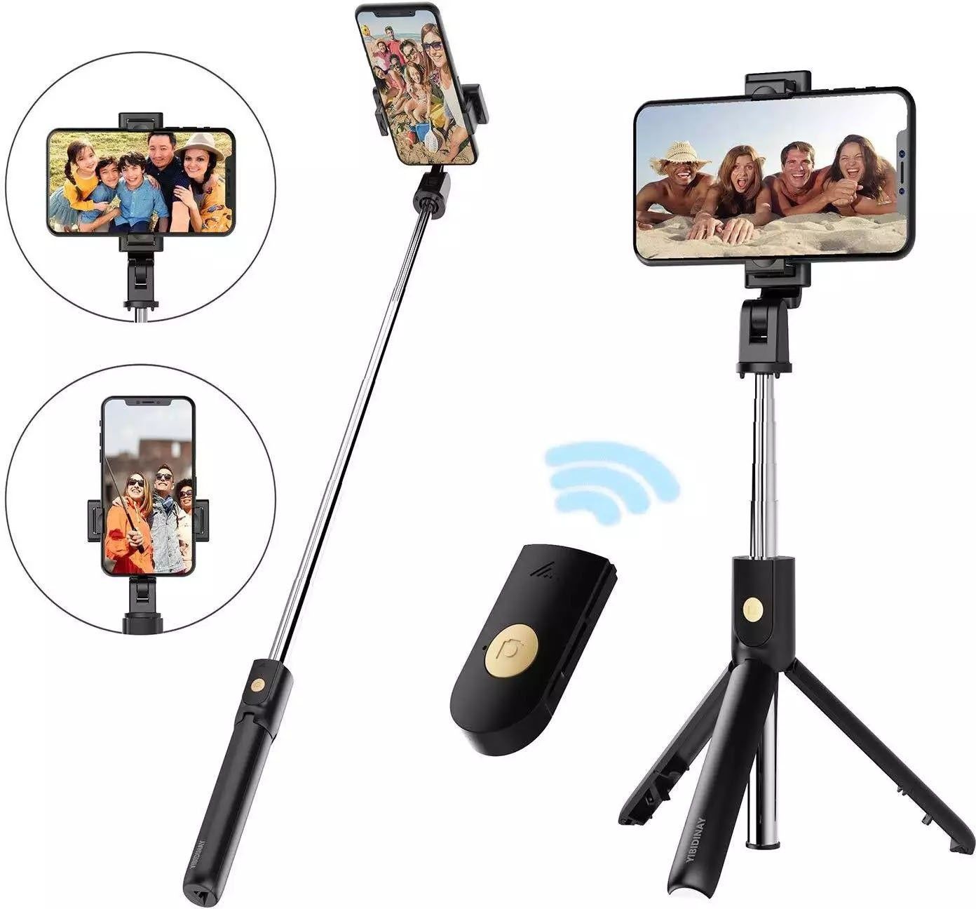 Headrick Bluetooth Extendable Wireless Remote Stand 3-in-1 Multifunctional Selfie Stick Tripod, Tripod Kit, Tripod Bracket