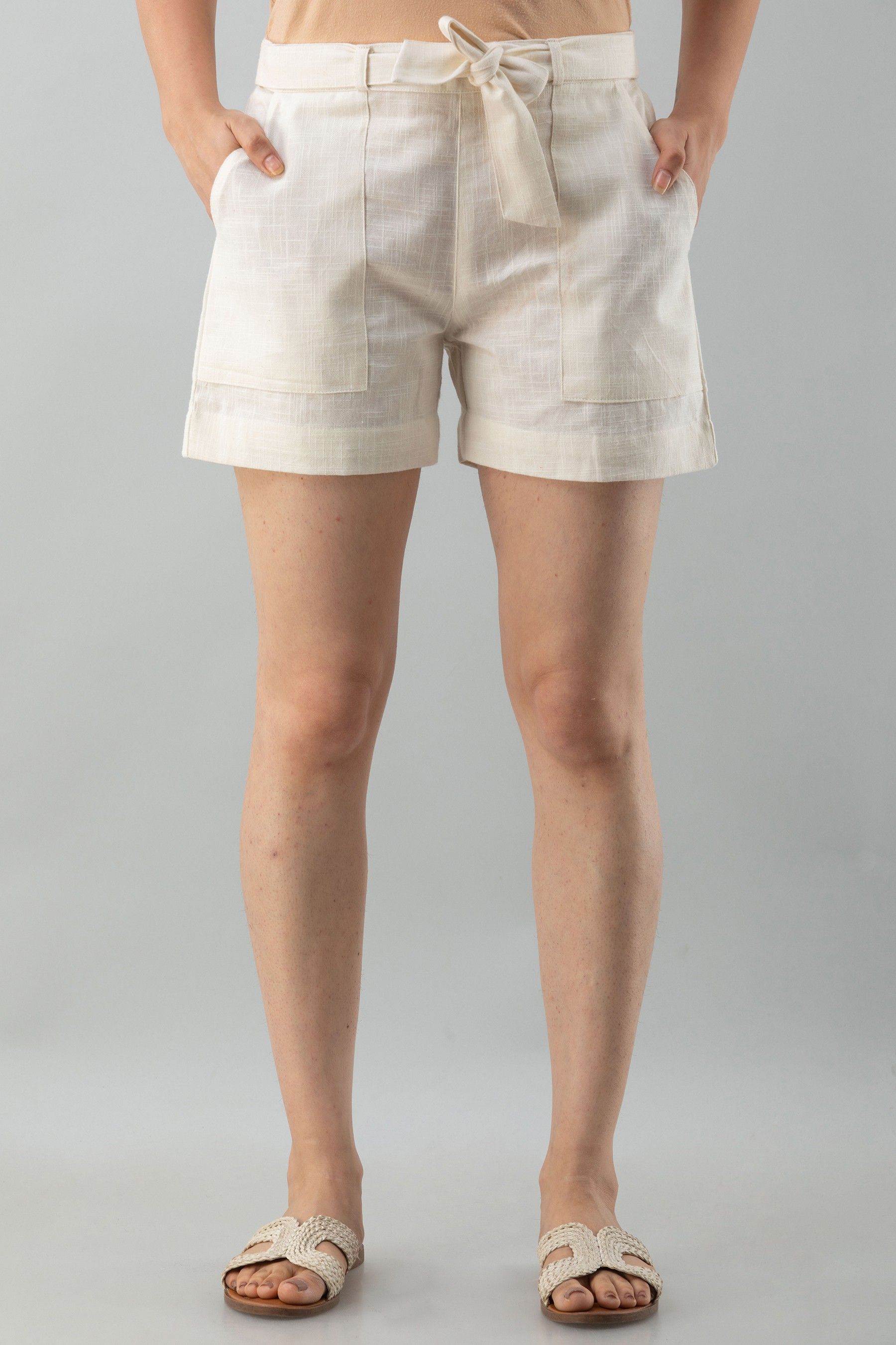 fashion cloud Solid Women White Regular Shorts-picture-23