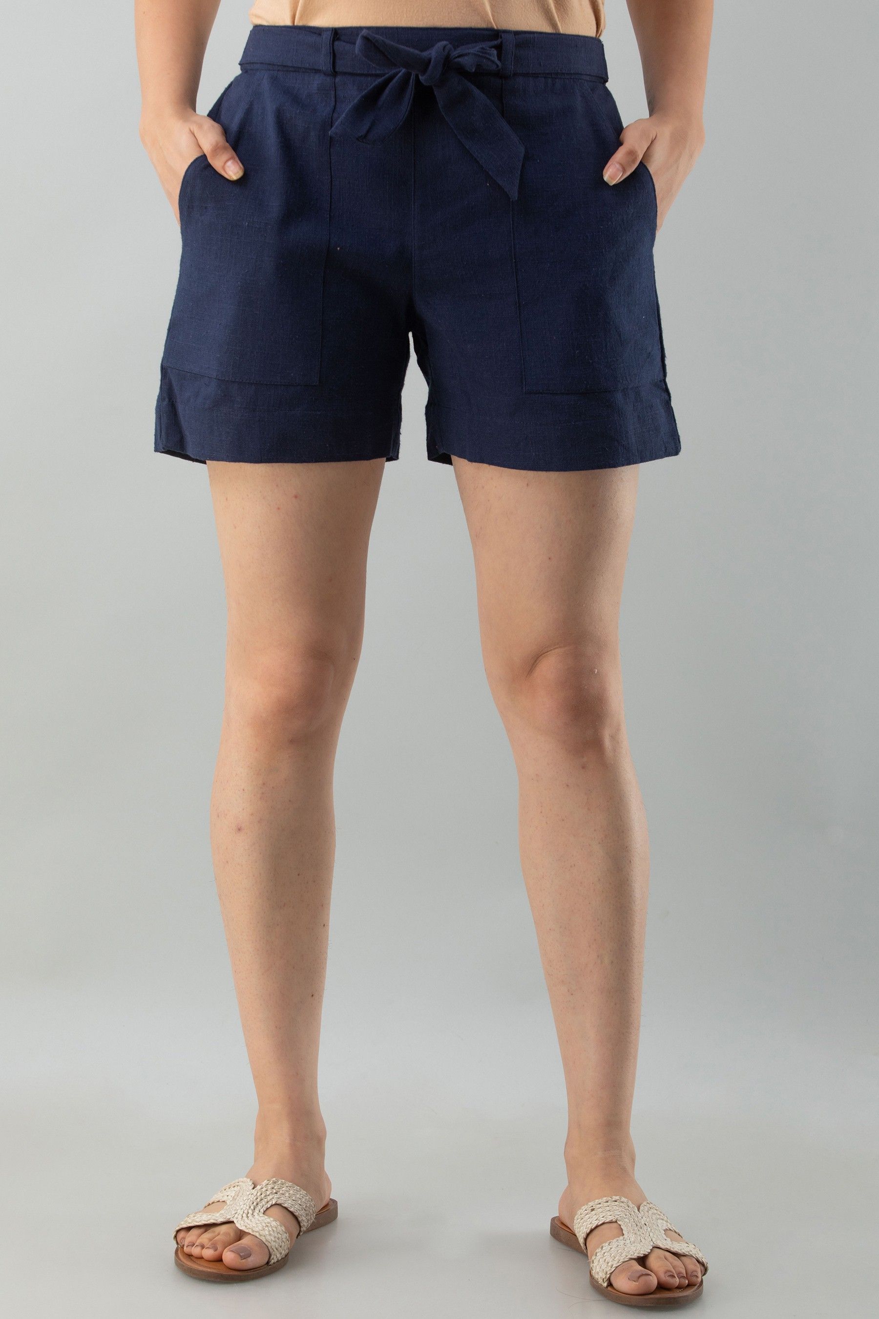 fashion cloud Solid Women Dark Blue Regular Shorts-picture-16