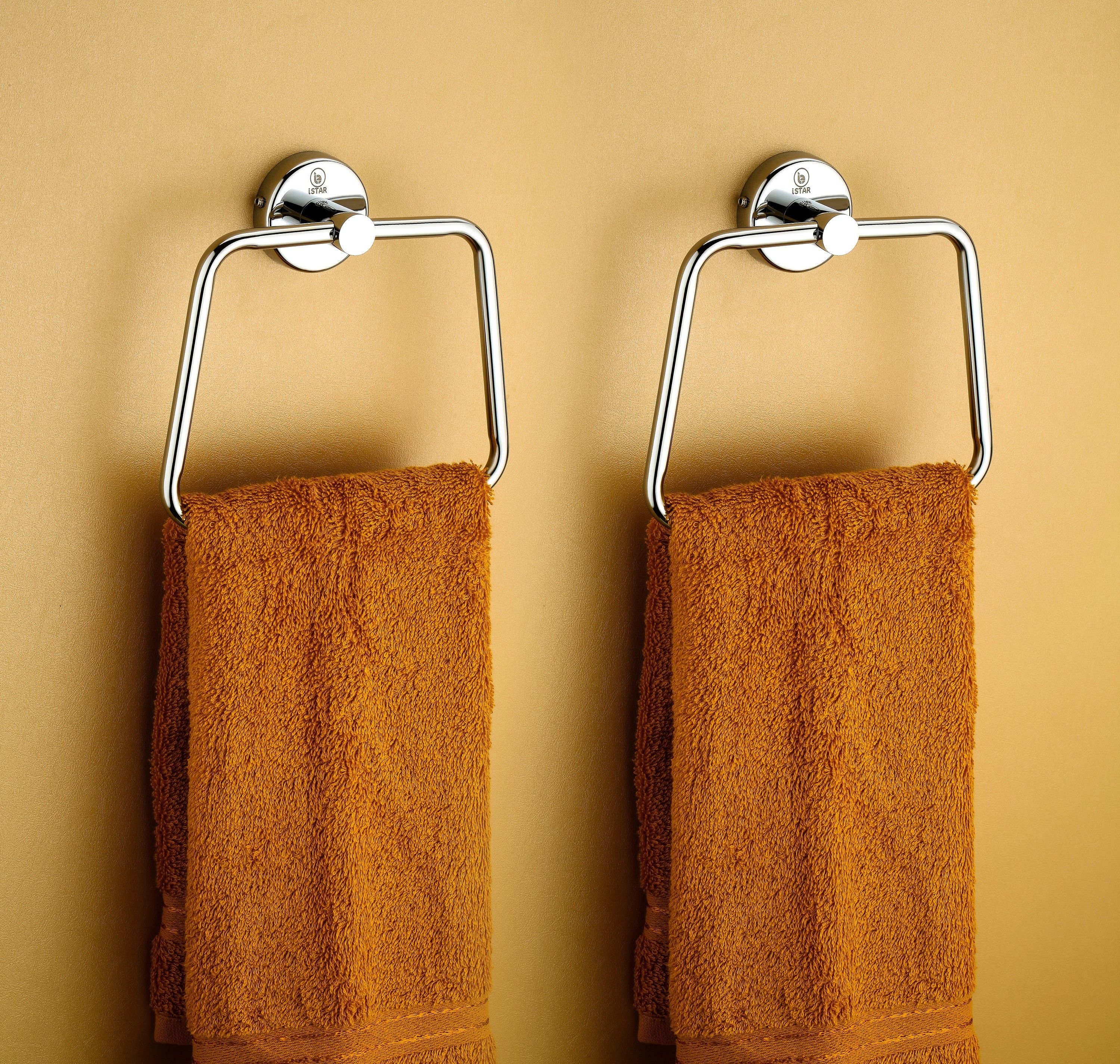 istar Stainless Steel Towel Ring/Napkin Ring | Towel Stand for Bathroom Towel Holder - Towel Hanger with Chrome Finish Pack of 2 Silver Towel Holder-picture-18