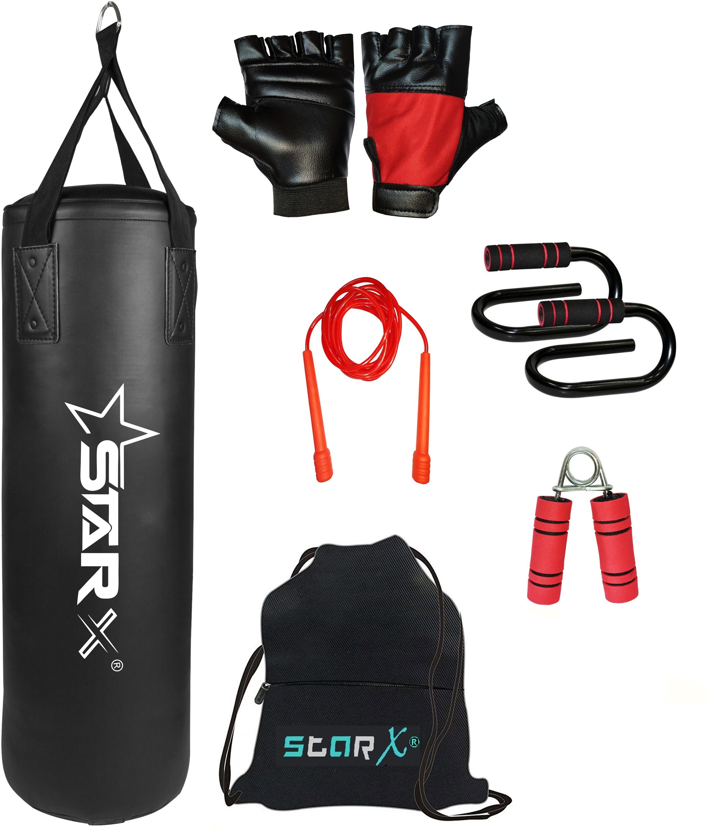 Home Gym Fitness Accessories with Push bar,Gym Bag,and Black Unfilled Punching Bag Boxing Kit-image-35