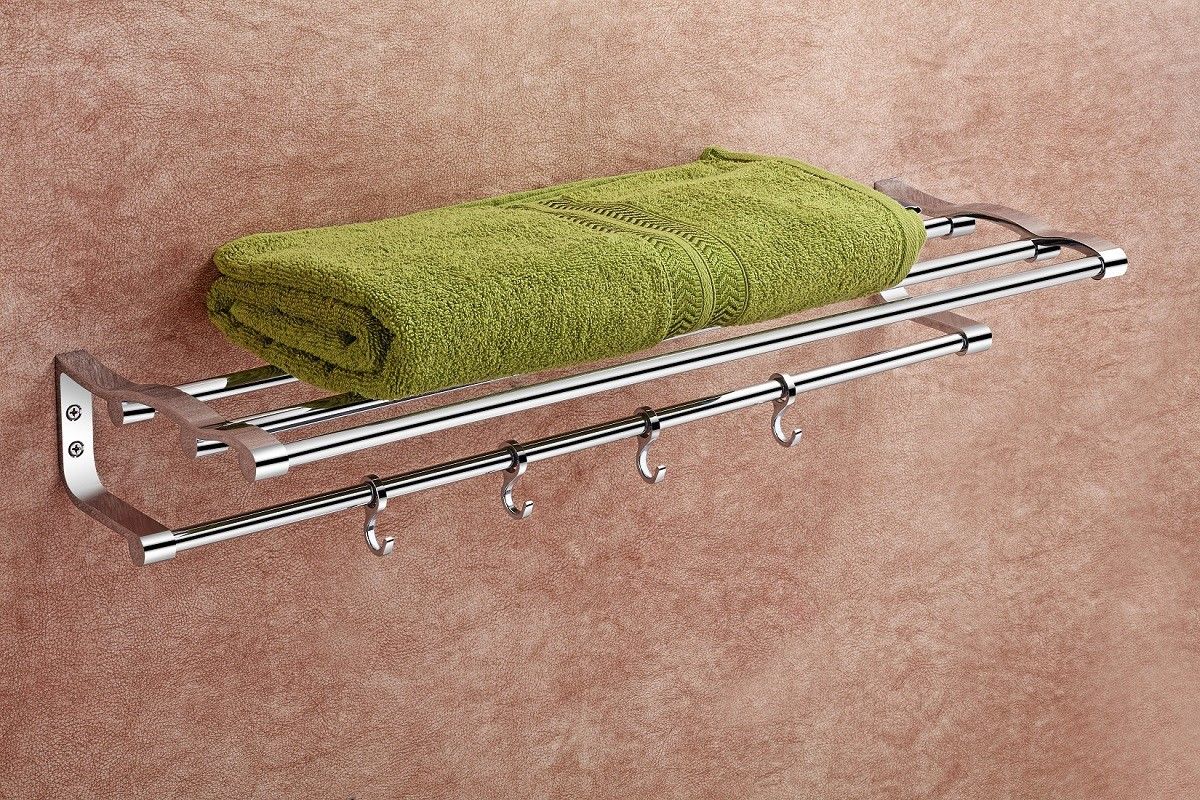 24 INCH Stainless Steel Towel Rack Cum Towel Bar | Bathroom Towel Rod Holder | Wall Mounted Hand Towel Rail for Kitchen and Washroom | Towel Hanger | Towel Stand | Bathroom Accessories (Pack of 1) Silver Towel Holder-image-13
