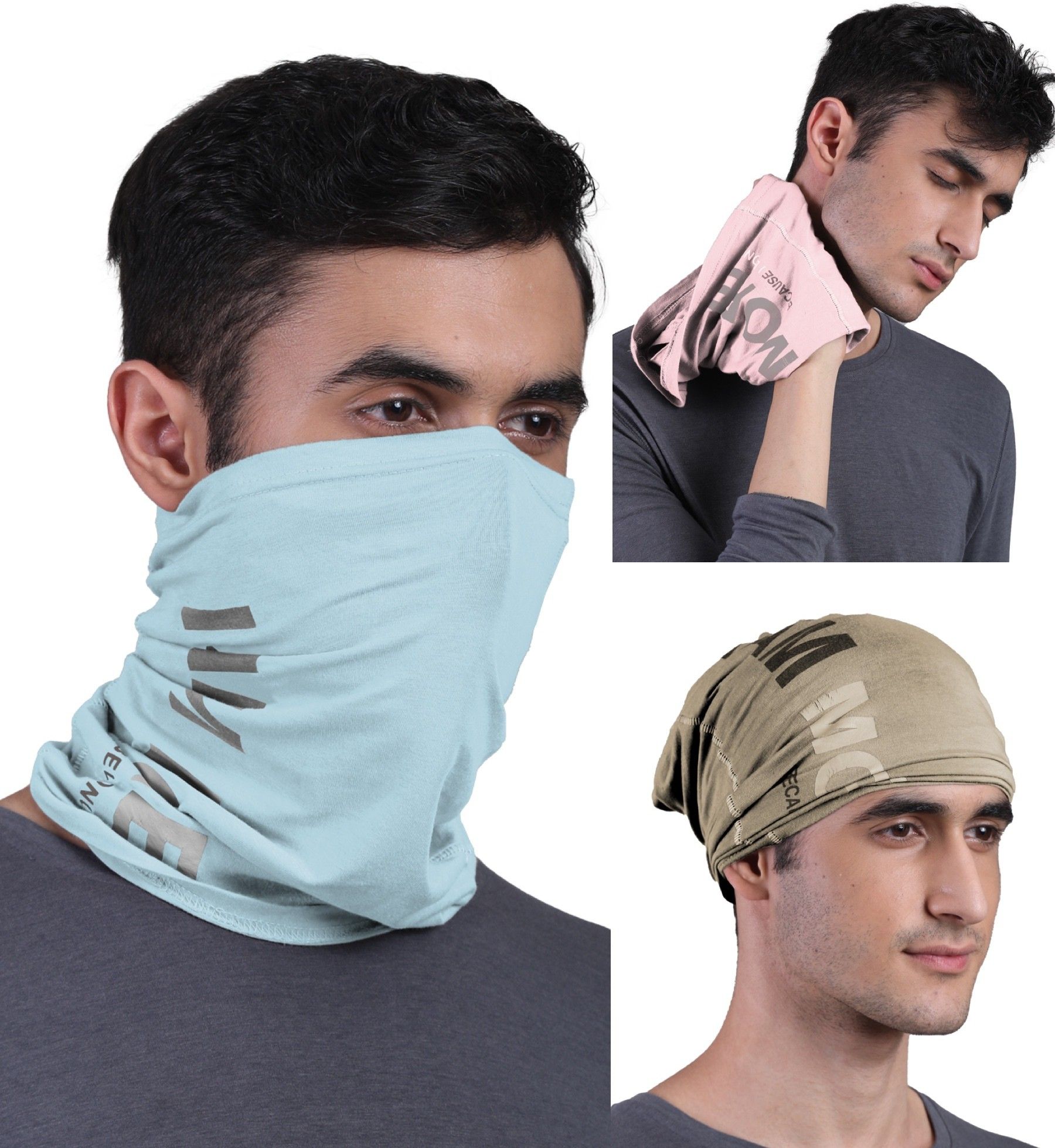 Unisex Printed Bamboo Bandana Anti Microbial Multipurpose Headband Cloth Face Mask for Dust and Sun Protection (Pack of 3) Men Printed Bandana