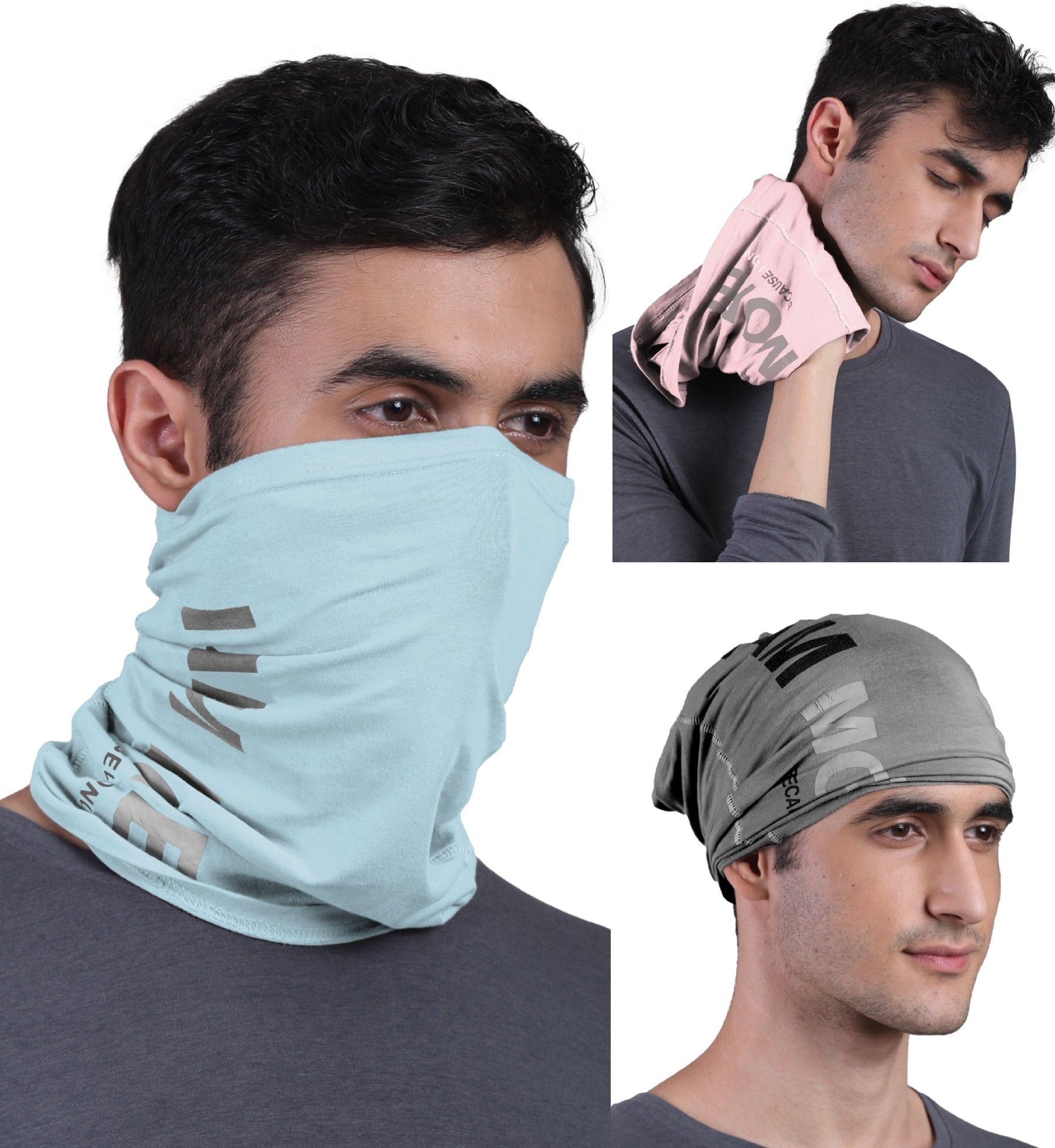 Unisex Printed Bamboo Bandana Anti Microbial Multipurpose Headband Cloth Face Mask for Dust and Sun Protection (Pack of 3) Men Printed Bandana