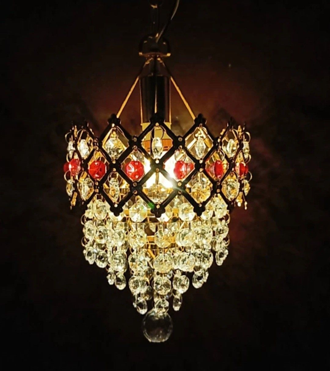 160MM Jhoomer RED NUG GLOSSY LOOK CHANDELIER CEILING LAMP WITH DECENT LIGHT Chandelier Ceiling Lamp Chandelier Ceiling Lamp