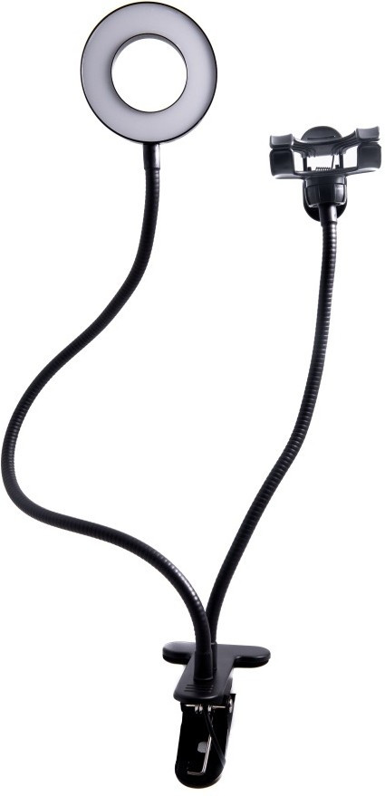 ENMORA 44 _LT_LAZY RING LIGHT_WITH MOBILE HOLDER_LED Selfie Ring Light with Mobile Phone Holder and Clamp Ring Flash image 1