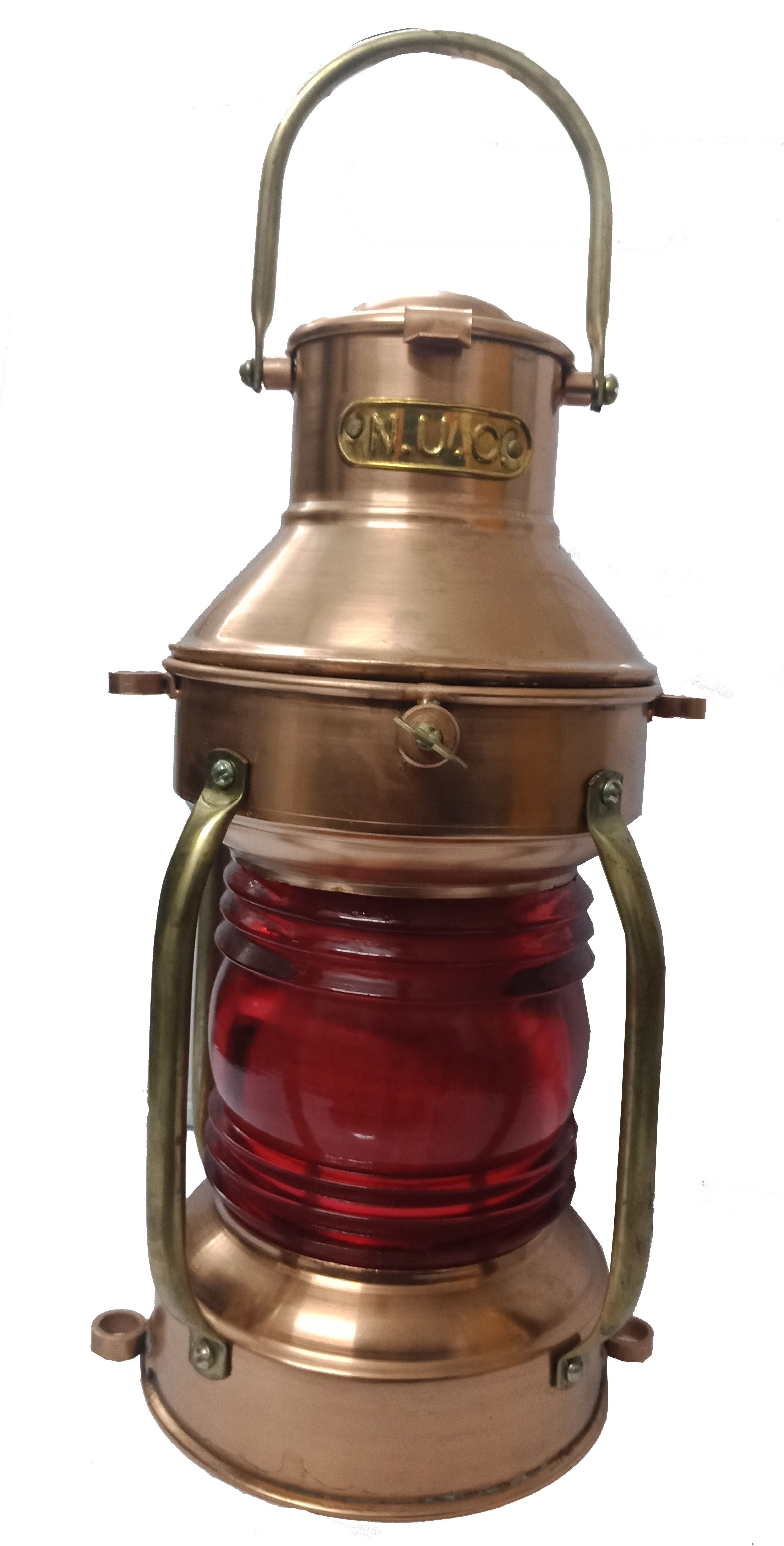 Red Brass, Glass Hanging Lantern-image-2