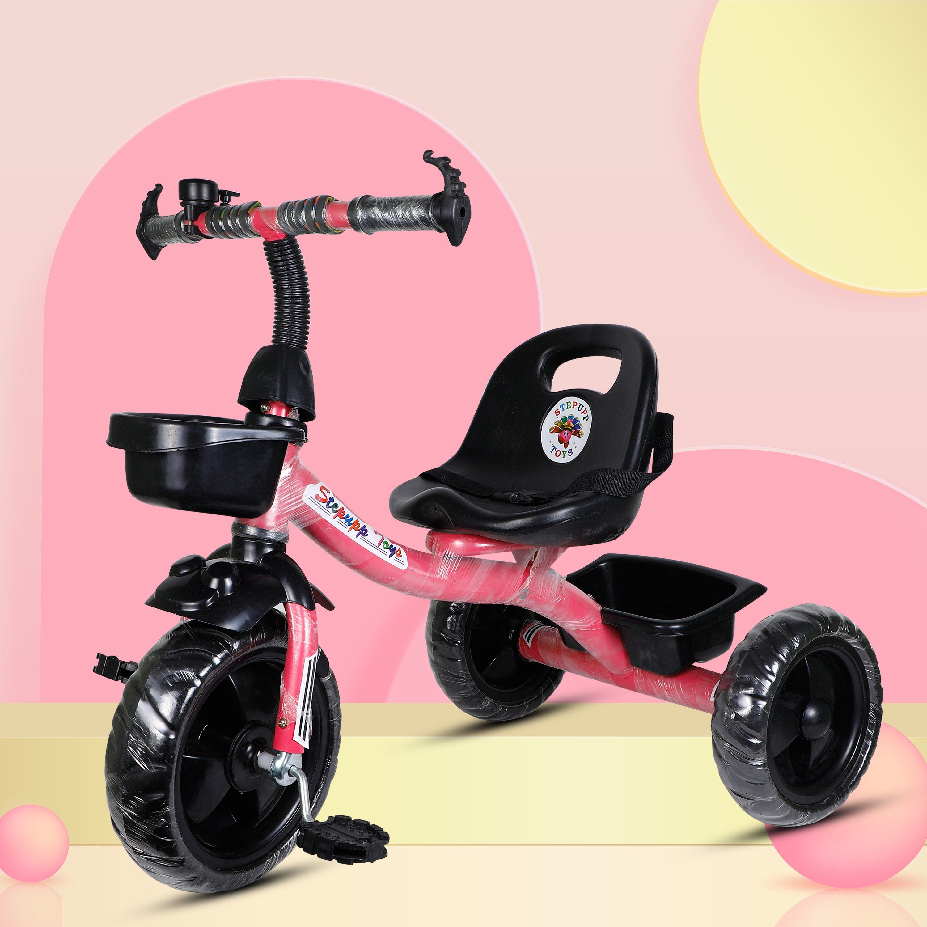 STEPUP GROW BABY TRICYCLE WITH BASKET PINK COLOUR FOR KIDS G PINK FRONT AND BACK BASKET FOR CHILDREN-02 Tricycle-image-17