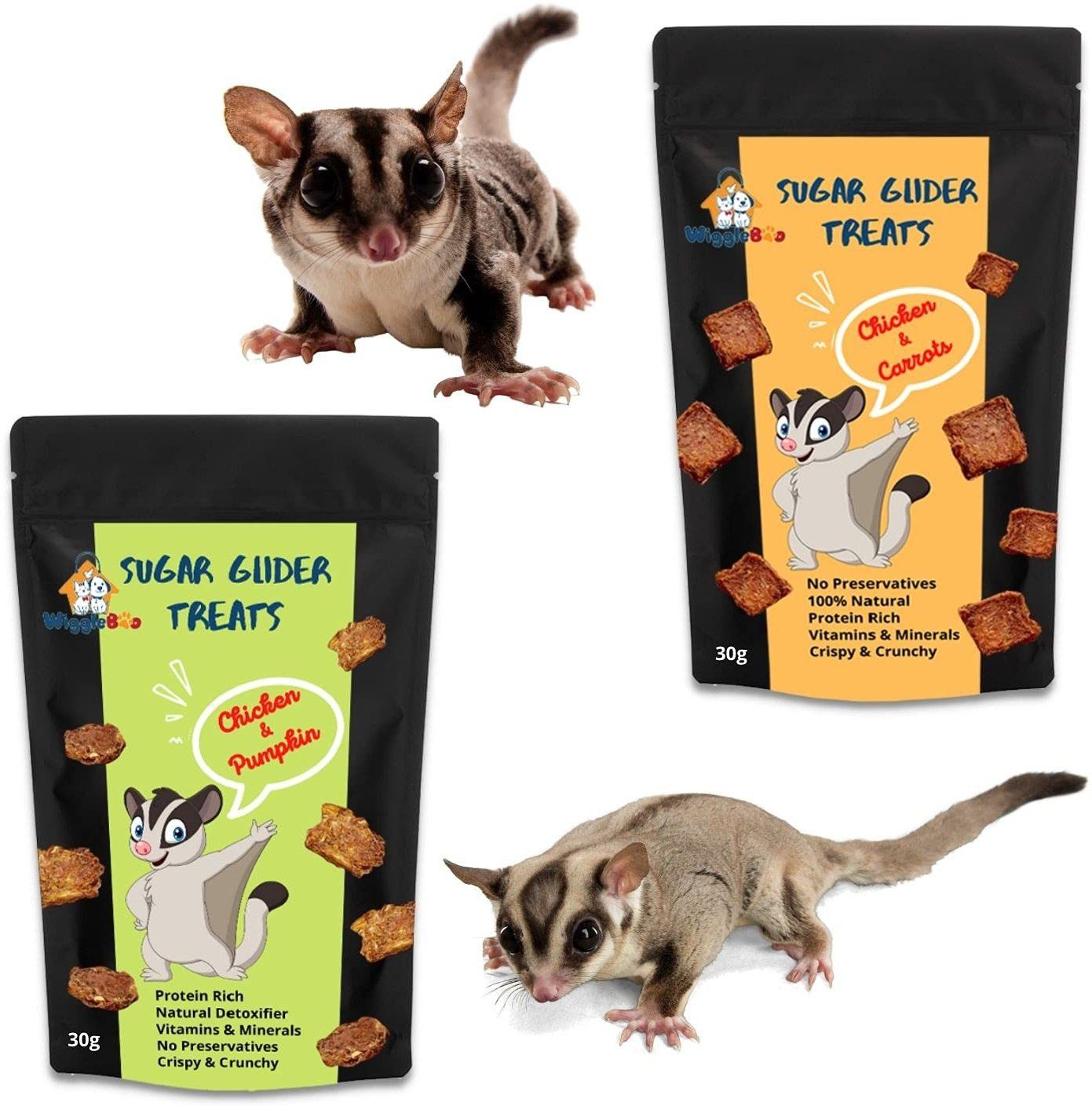 wiggleboo Sugar Glider Treats Combo | Chicken-Carrot + Chicken-Pumpkin | Travel Pack | 100% Natural Crunchy Snack | 30g + 30g Chicken, Vegetable Hedgehog Treat-picture-20