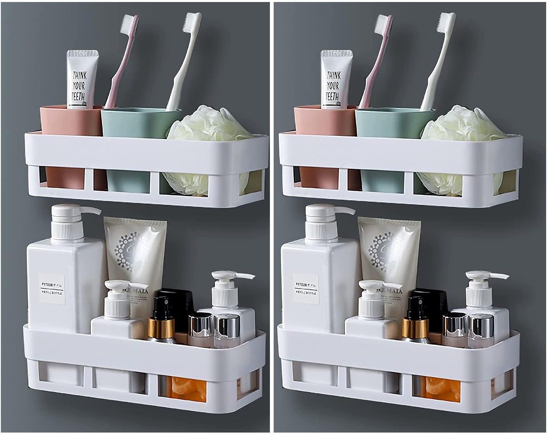 Multipurpose Wall Mount Bathroom Shelf and Rack for Home and Kitchen. Adhesive Sticker Support Without Drilling. Make in India (4 Bathroom Shelf, White) Plastic Wall Shelf-image-27