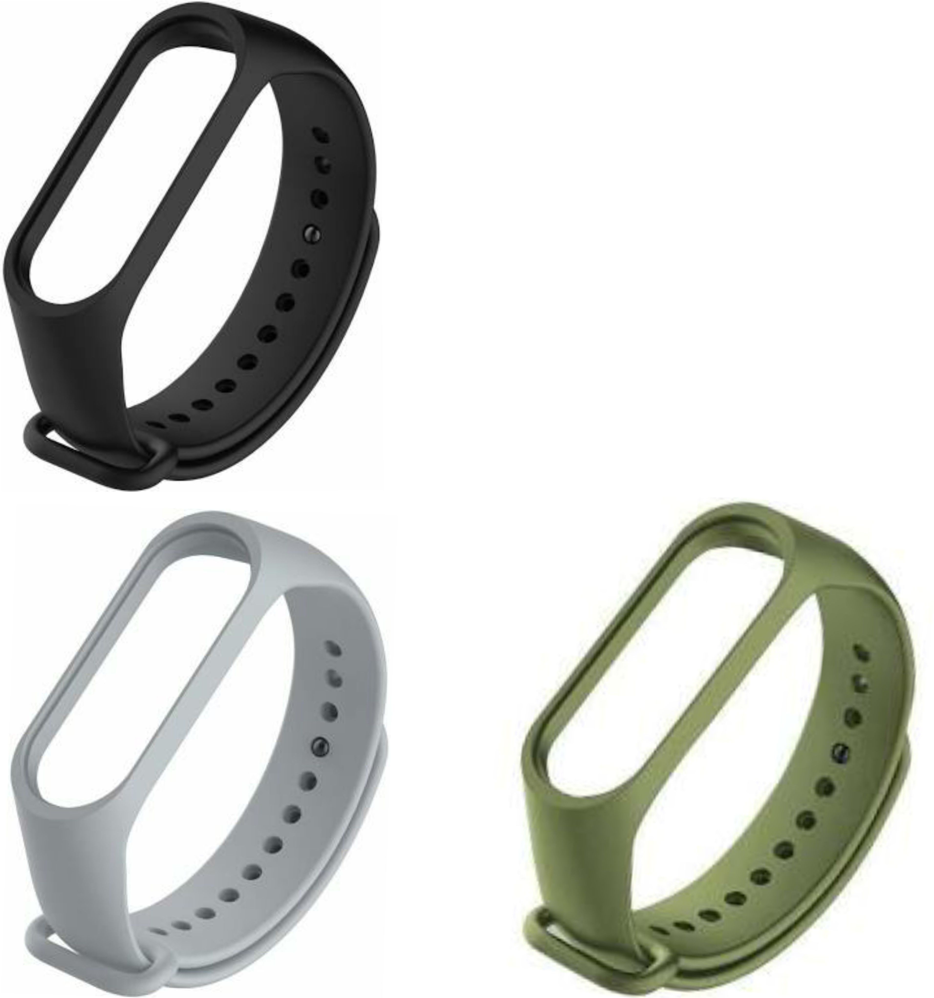 HEQA xiaomi Mi band 3 and band 4 soft silicone strap belt wristband ( combo pack of 3 straps) Smart Band Strap