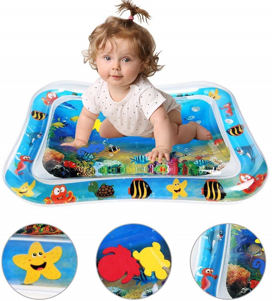 Baby Kids Water Play Mat Toys Inflatable Tummy Time Leakproof Water Play Mat and Toddlers Perfect Fun Activity Inflatable Mat, Activity Play Center Indoor and Outdoor Water Play Mat for Baby Wired Baby Wet Reminder-image-31