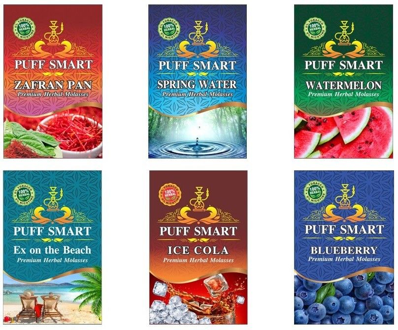 puff smart 6 Combo Flavors Ex On The Beach, Spring Water, Zafran Paan, Watermelon, Ice Cola, Blueberry Hookah Flavor-picture-37
