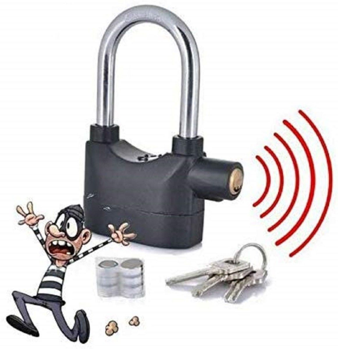 YUKI Anti Theft System Security Pad Lock with Burglar Smart Alarm Siren Motion Sensor Alarm Lock-A36 Alarm Anti-Theft Padlock Security System Door Motor Bike (AL-136)-image-37