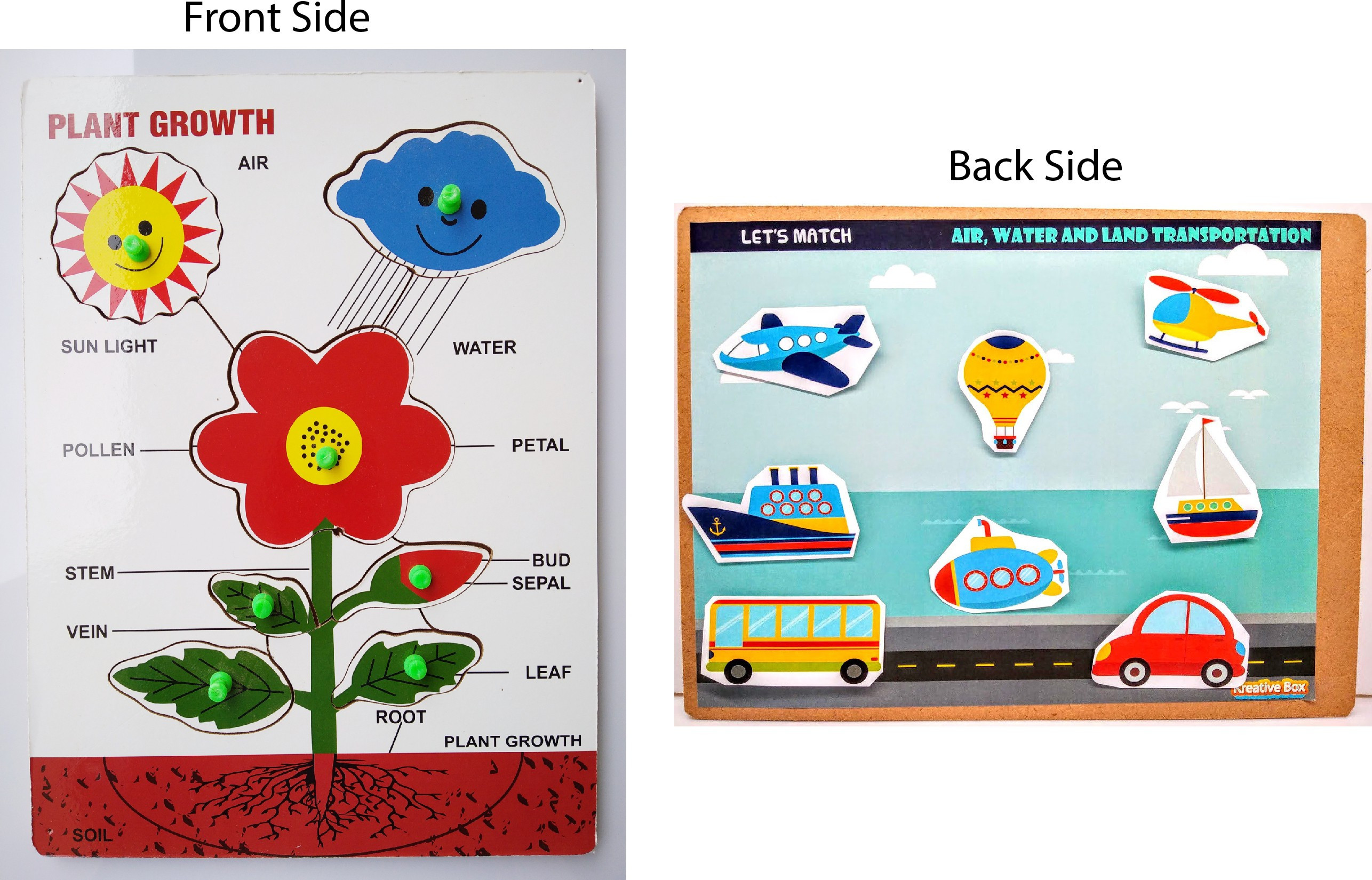 a and a kreative Wooden Knob Puzzle-Plant Growth With 1 Additional Activity - Dual Activity Board. image 1