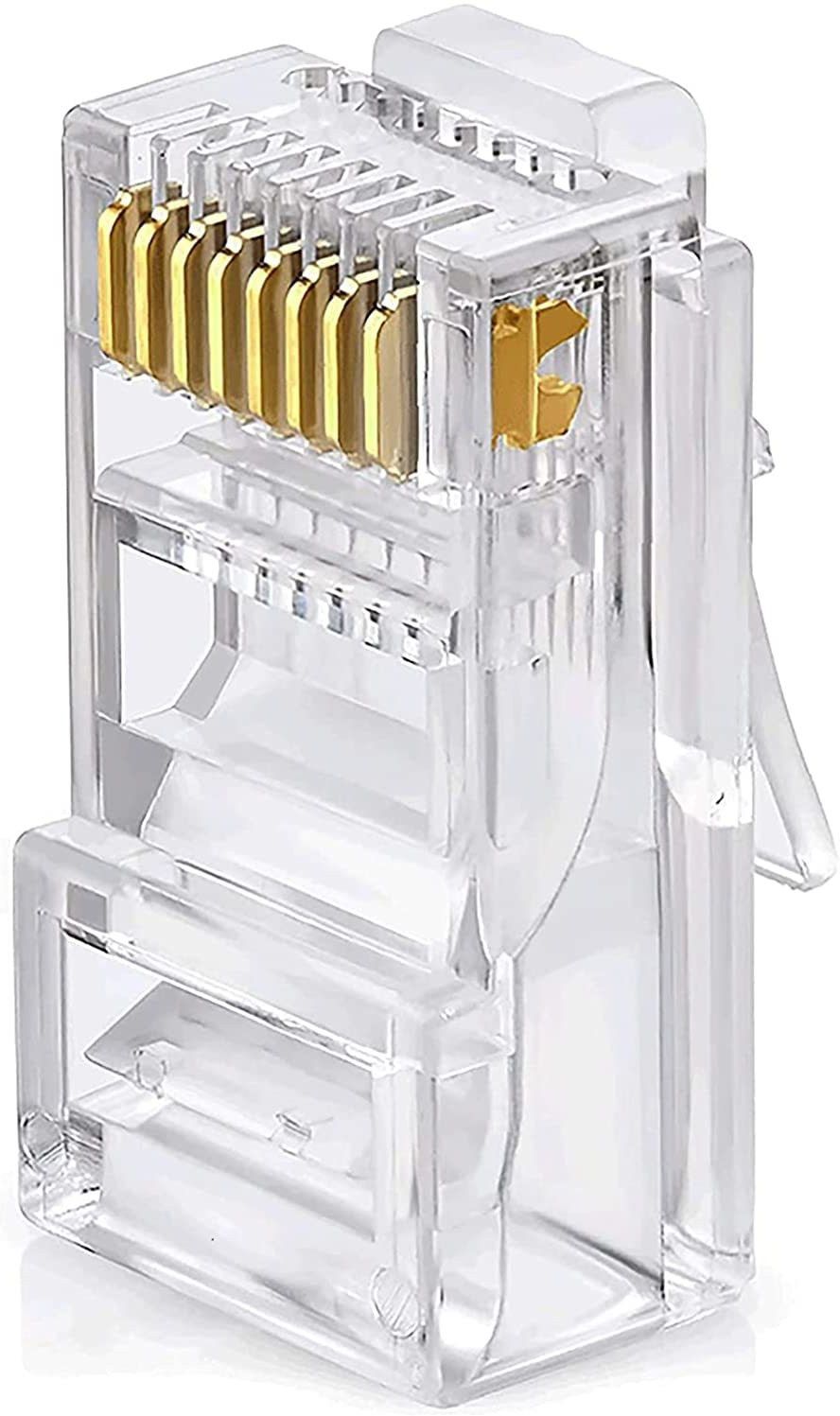 DEALZIA Cat6 RJ45 Ends, Cat6 Connector, Cat6 / Cat5e RJ45 Connector, Ethernet Cable Crimp Connectors UTP Network Plug for Solid Wire and Standard Cable, LAN Crimp Module Plugs Transparent (Pack of 50) Network Interface Card-image-38