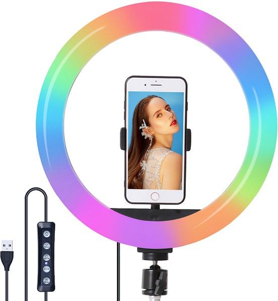 Wrapo High Quality RGB 10 Inch Ring Light Colorful Professional Photography Dimmable Studio Lighting for Live Streaming Ring Flash-image-49