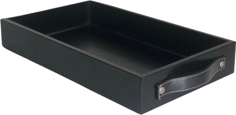 Leather Serving with Handles (Black) Tray-image-1