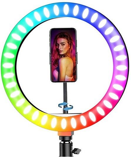 Webilla 10" Selfie RGB LED Ring Light Dimmable with 21 Colours and Shutter for Live Stream for YouTube, Makeup, Photography, Video Shooting, Light for Reels, Vigo, Studio Lighting, taka Tak Videos (Without Tripod) Ring Flash-image-48