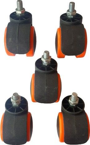 Revolving Chairs Threaded Wheel / Twin Castor Threaded Wheels / Chair Wheels / Furniture Caster Wheels Orange ( Pack of 5 ) Appliance Furniture Caster-image-25