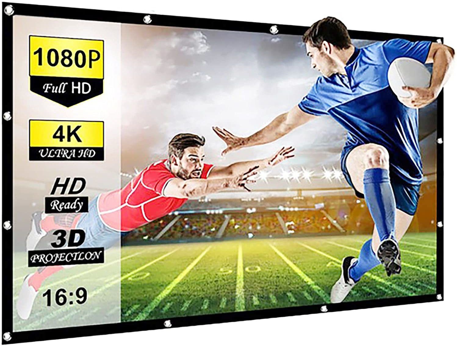 Savsol 65 inch Projector Screen,4K HD 16:9 Portable Video Projector Screen Foldable Anti-Crease Indoor Outdoor Projection Screen for Home, Office, Classroom (56.5" Inch (W) x 31.75" Inch (H)) Projector Screen (Width 144.78 cm x 81.28 cm Height) Projector Screen (Width 138 cm x 99 cm Height)