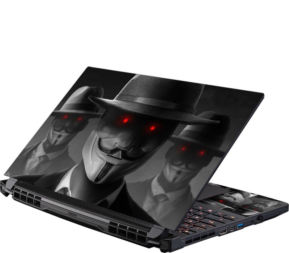 Techfit HD Printed Easy to Install Full Panel Laptop Skin/Sticker/Stretchable Vinyl/Cover for all Size Laptops upto 15.6 inch No Residue, Bubble Free - Hacker Anonymous Evil Self Adhesive Vinyl Laptop Decal 15.6-image-46