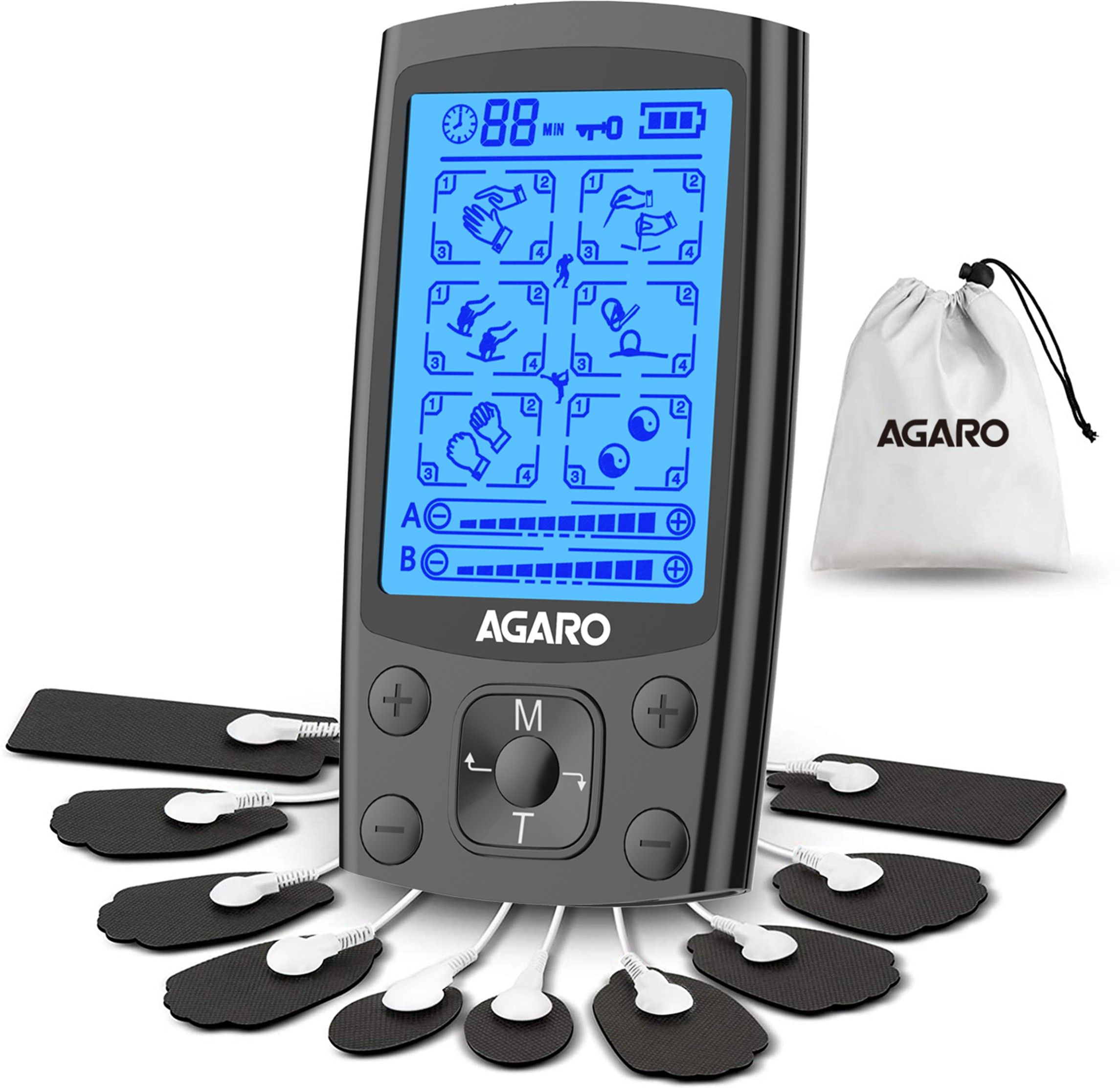 AGARO 33536 Dual TENS physiotherapy, 24 Modes, 20 Level of Intensity, for Pain relief Massager