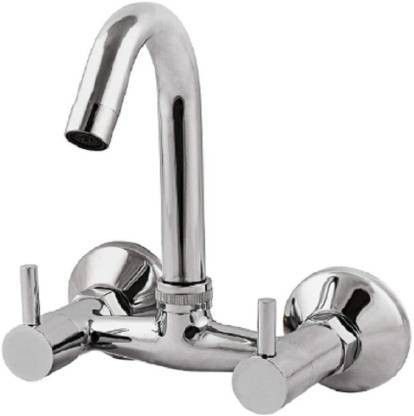 florence Brass Sink Mixture Tap Swinging Spout/Wall Mounted for Kitchen/Wash Basin Quarter Turn with Shiny Chrome Taper Cock Faucet (Wall Mount Installation Type) ARIA||11pc Kitchen Mixer Faucet-image-8