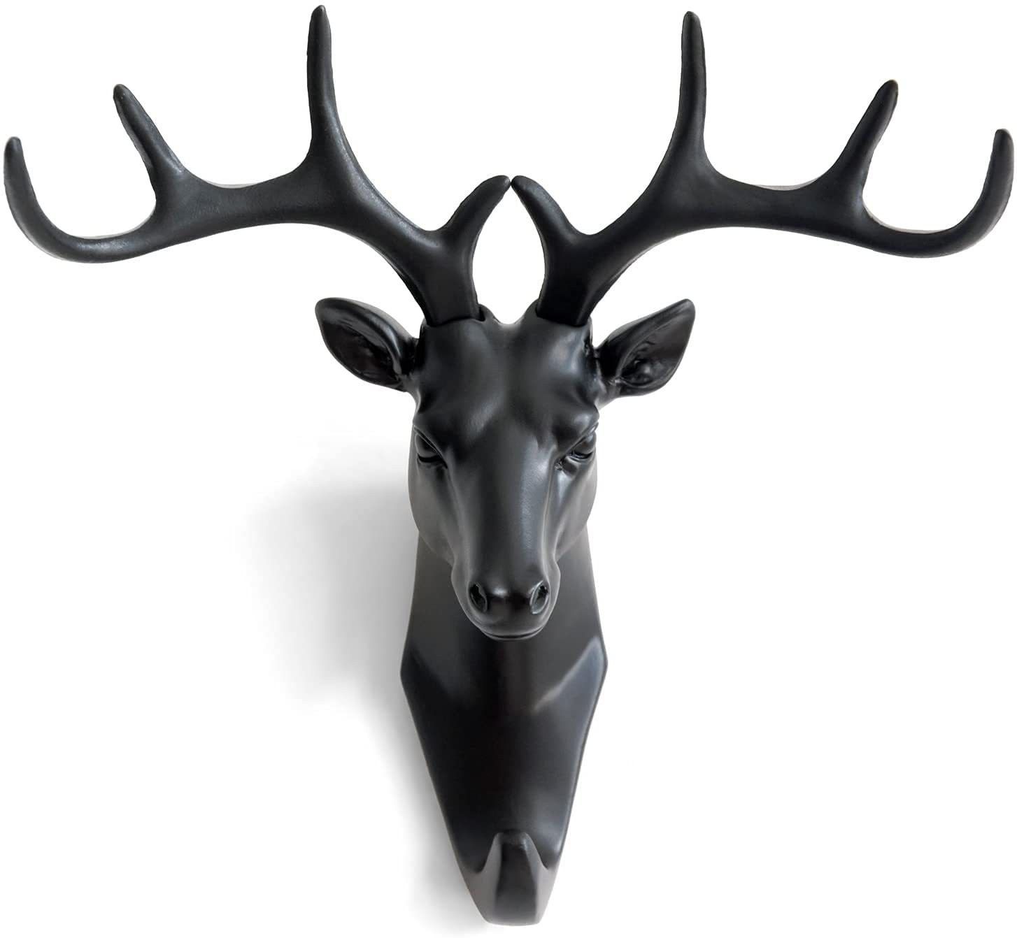 seaspirit Deer Head Hanging Hook, Self Adhesive Wall Door Hook Hanger Bag Keys Sticky Holder(Black), Plastic, Pack of 1 Plastic Key Holder-picture-30