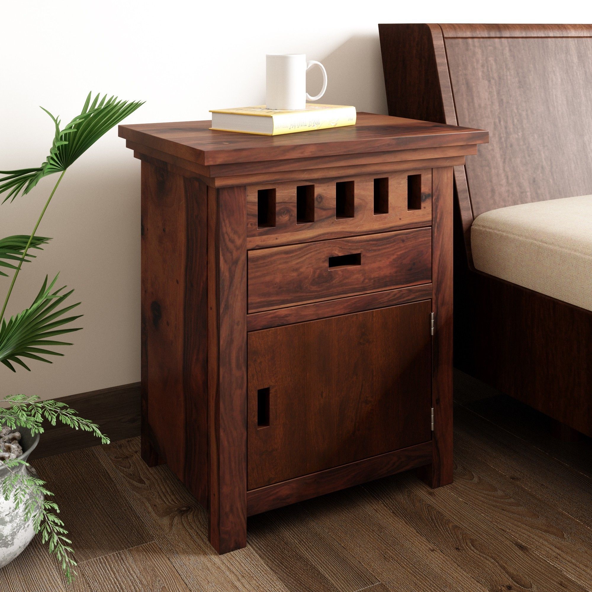 Sheesham Wood Solid Wood Bedside Table-image-26